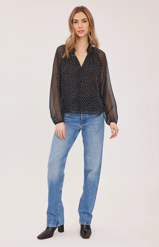 Annie Chiffon Blouse in Cream Print
