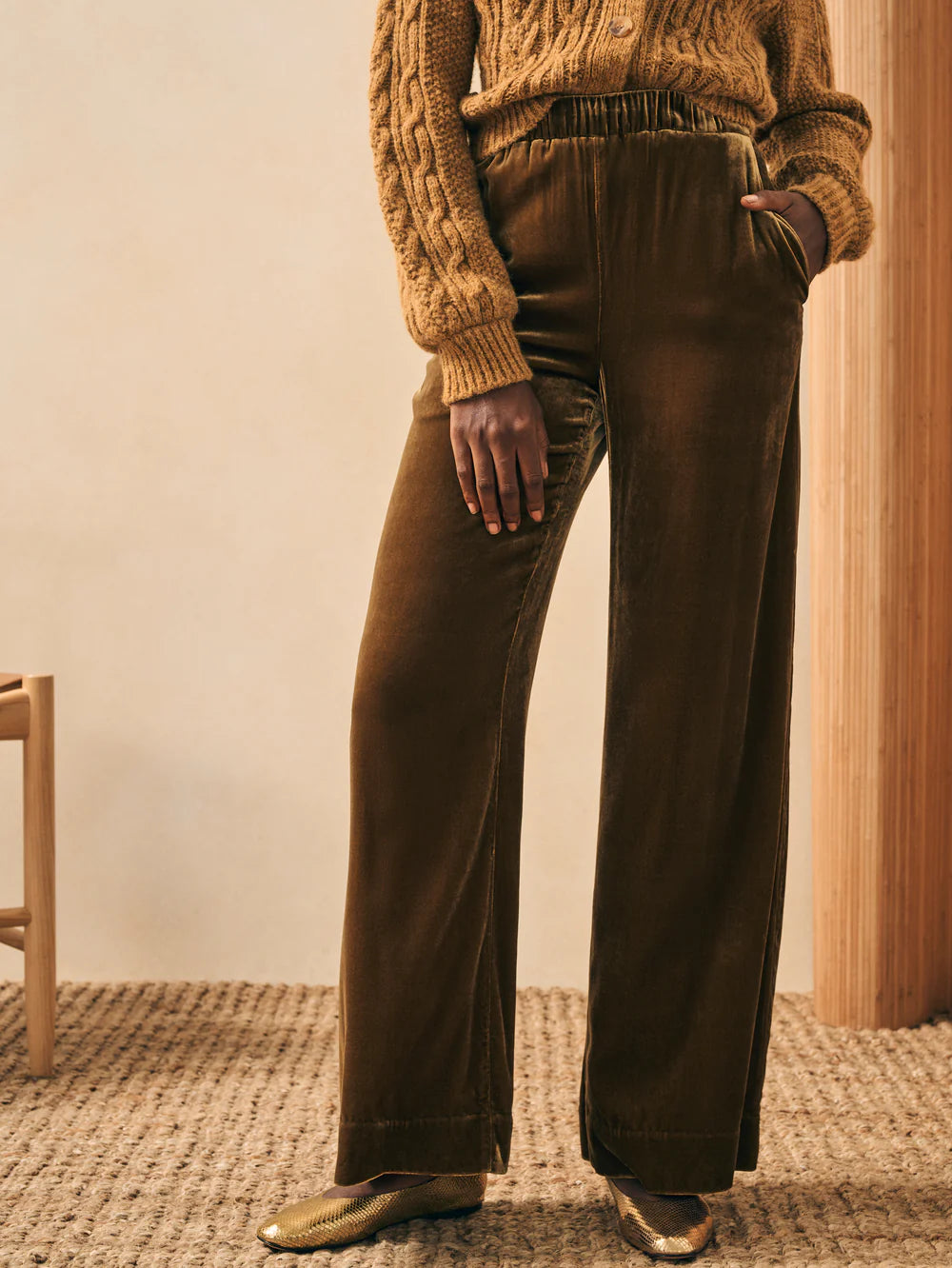 Stretch Silk Velvet Genevieve Pant