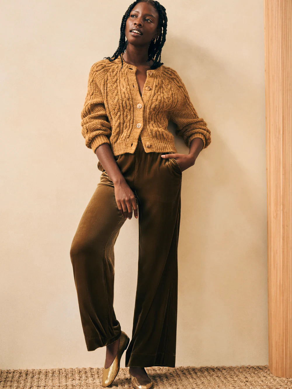 Stretch Silk Velvet Genevieve Pant
