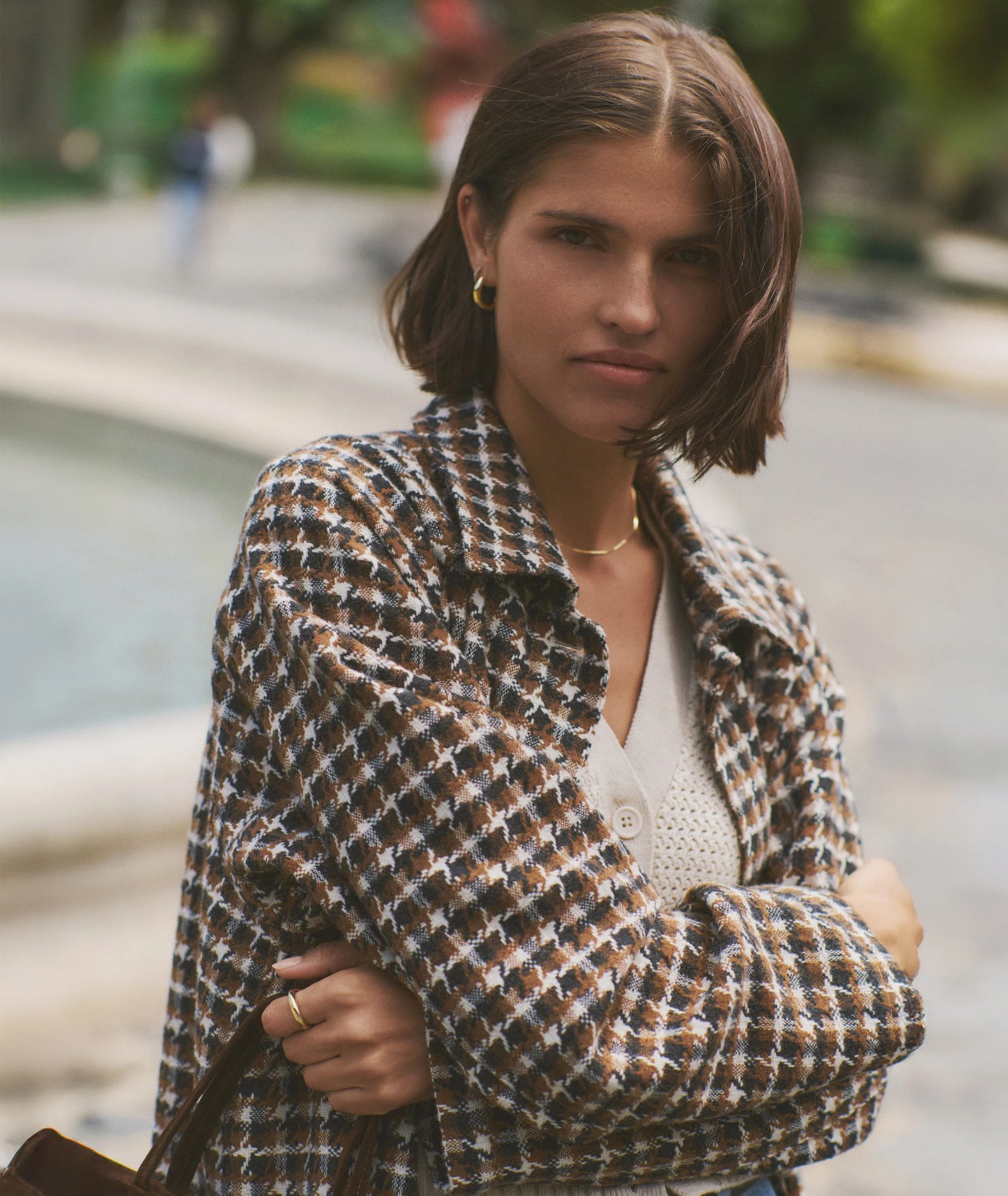 Hayes Houndstooth Trench Coat