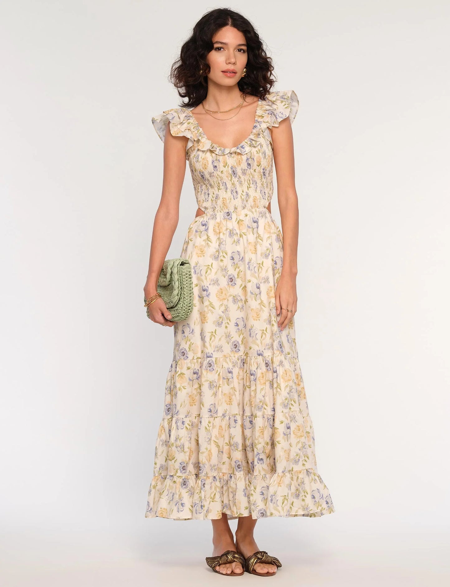 Irene Floral Tiered Midi Dress