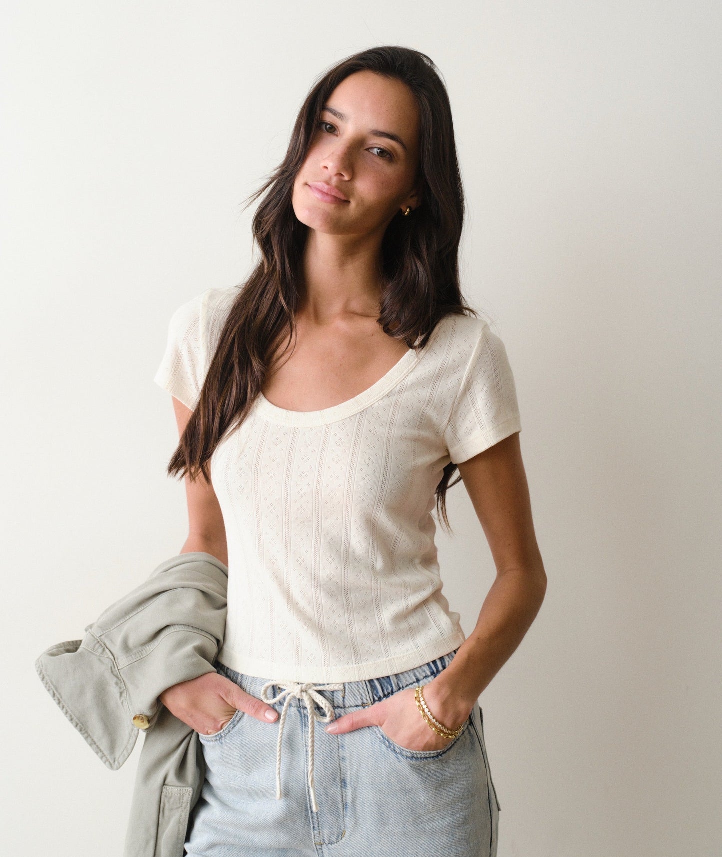 Lexi Pointelle Scoop Tee