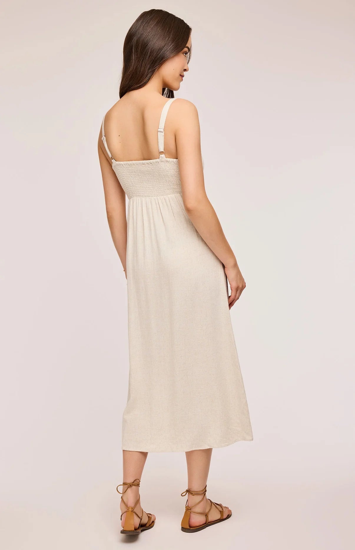 LINEN-beige-womens-dress-summer-cut-leg-slit-mstgoods.com