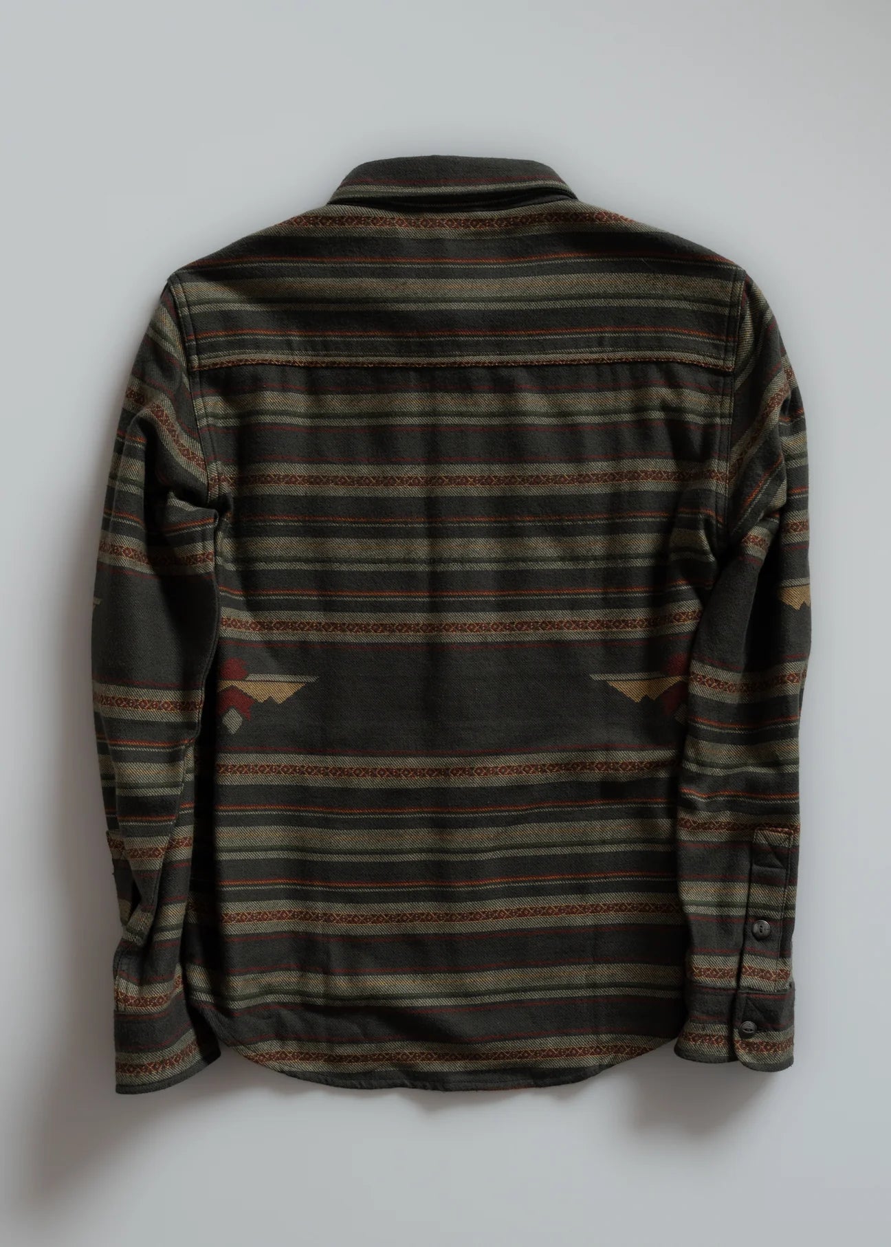 Flannel shirt with a striped pattern on a white background