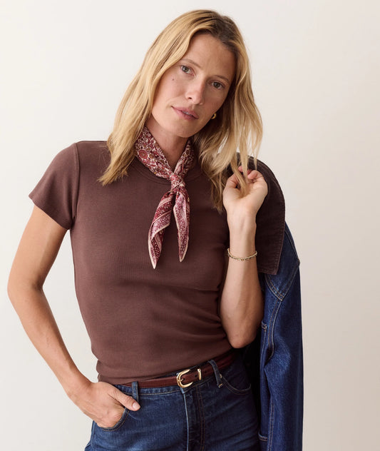 Lexi Rib Sun-In Crew Tee in Chocolate