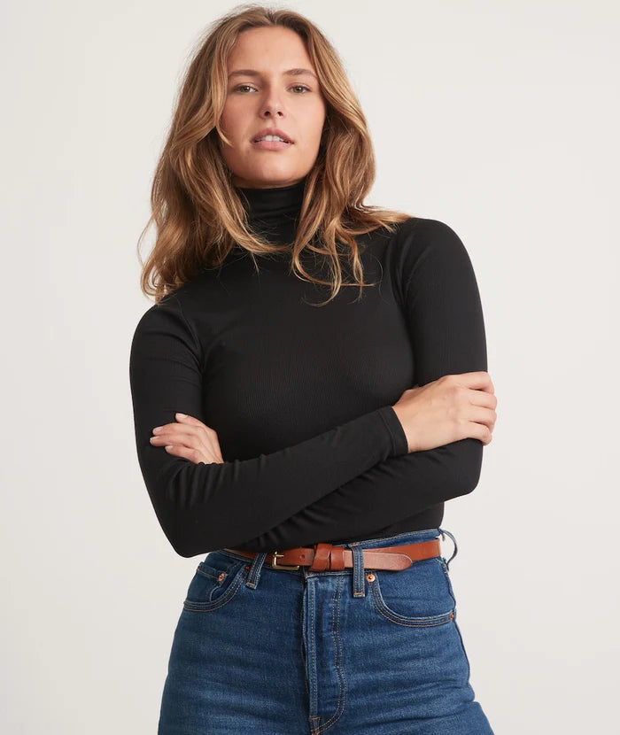 Lexi Rib Turtleneck in Black