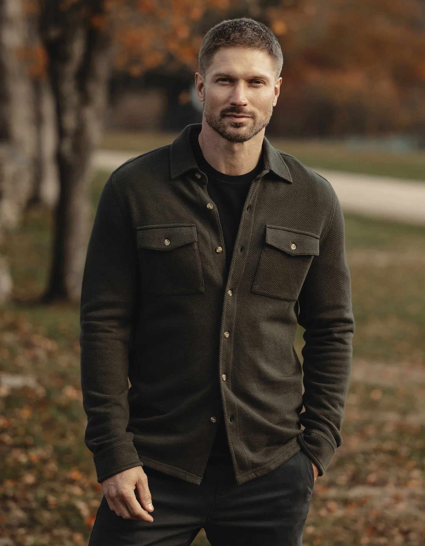 Looped Terry Button Up