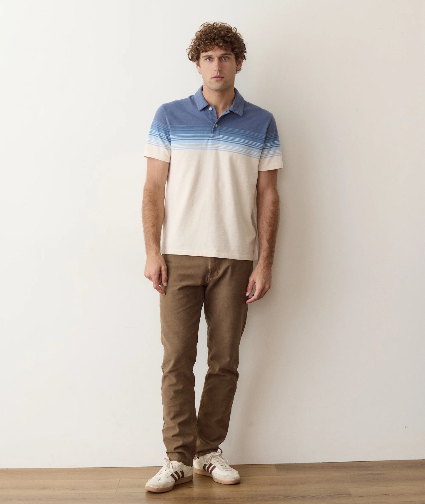 Luxe Heavy Slub Polo In Navy/White
