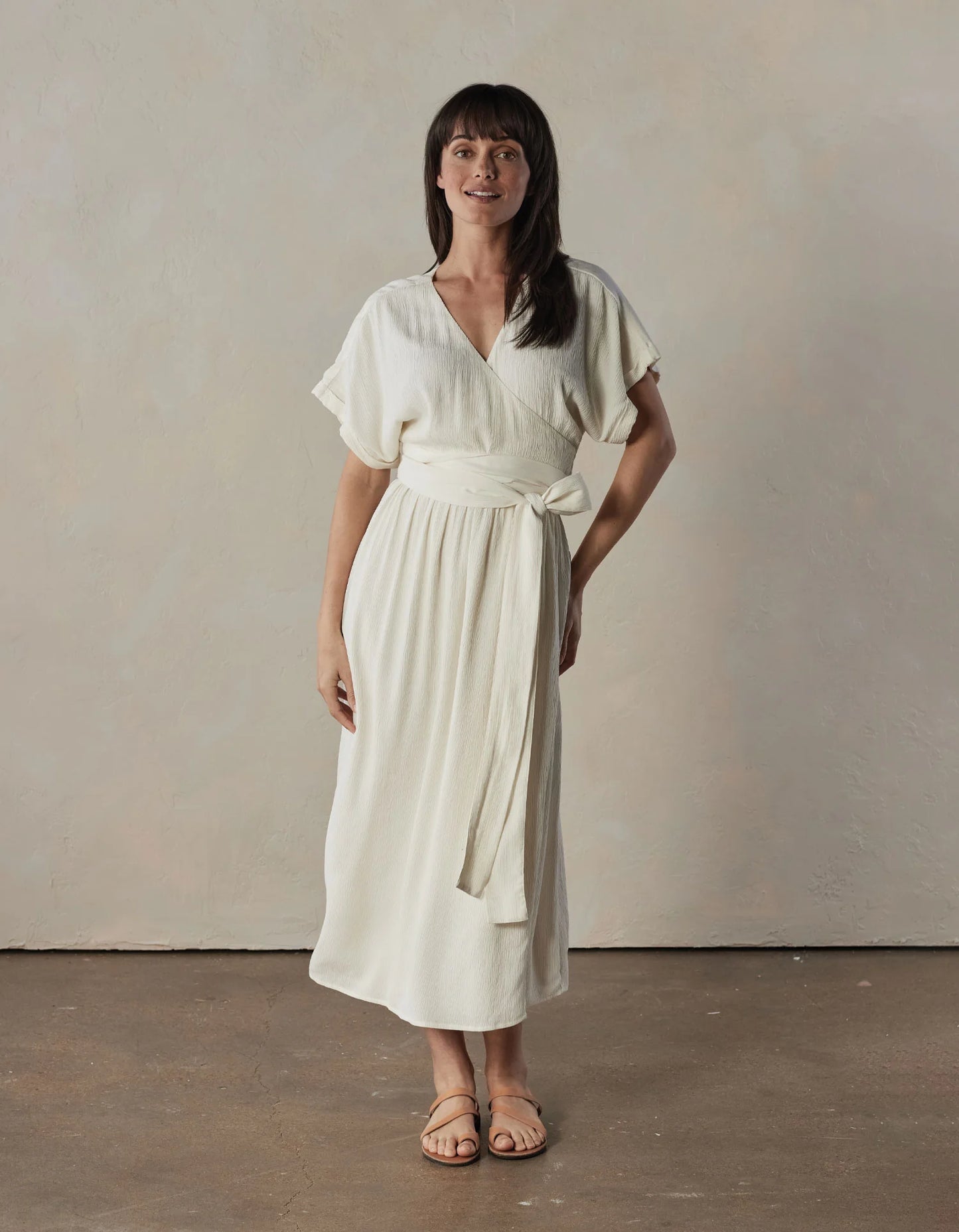 Ezra Crepe Wrap Dress Ivory
