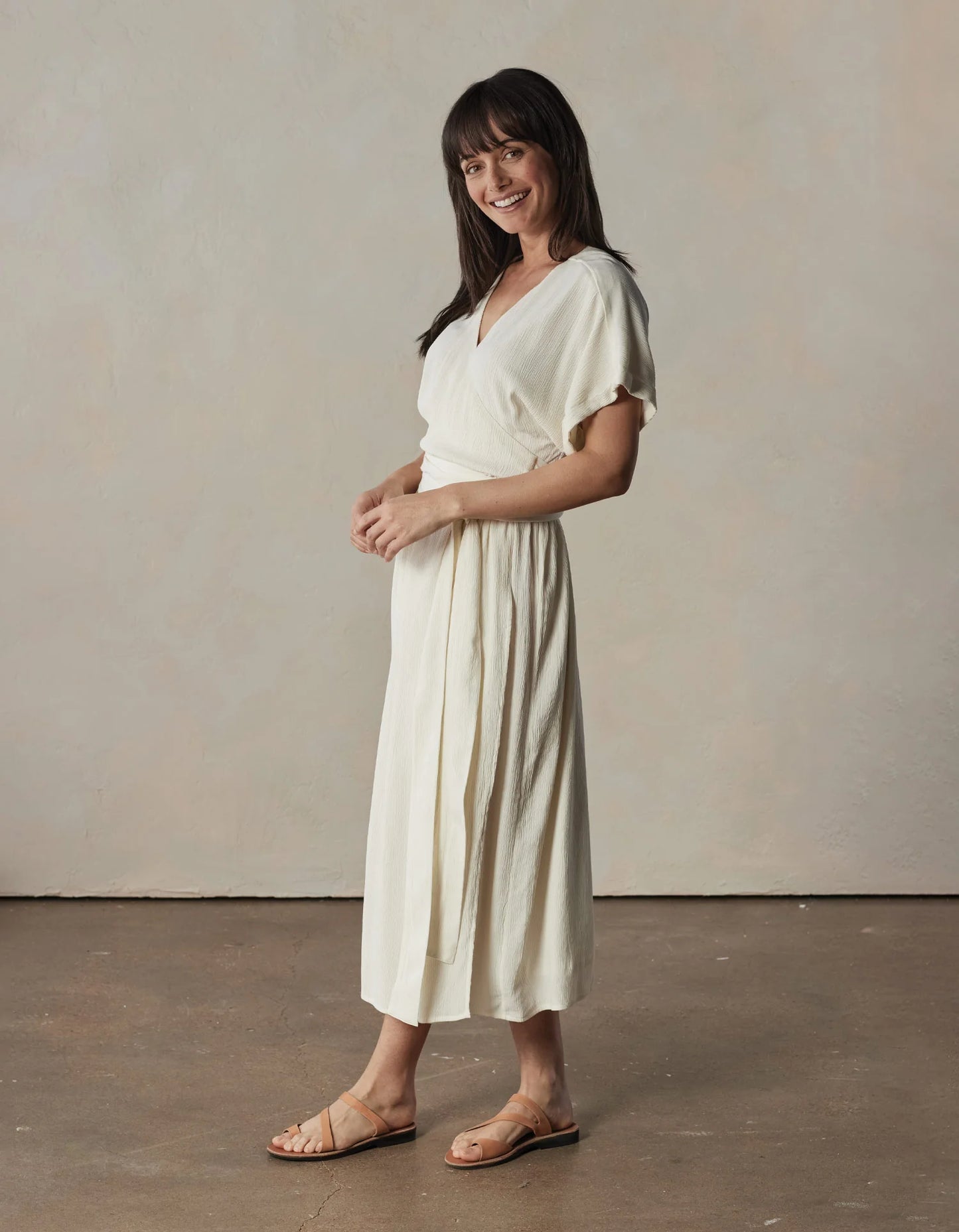 Ezra Crepe Wrap Dress Ivory