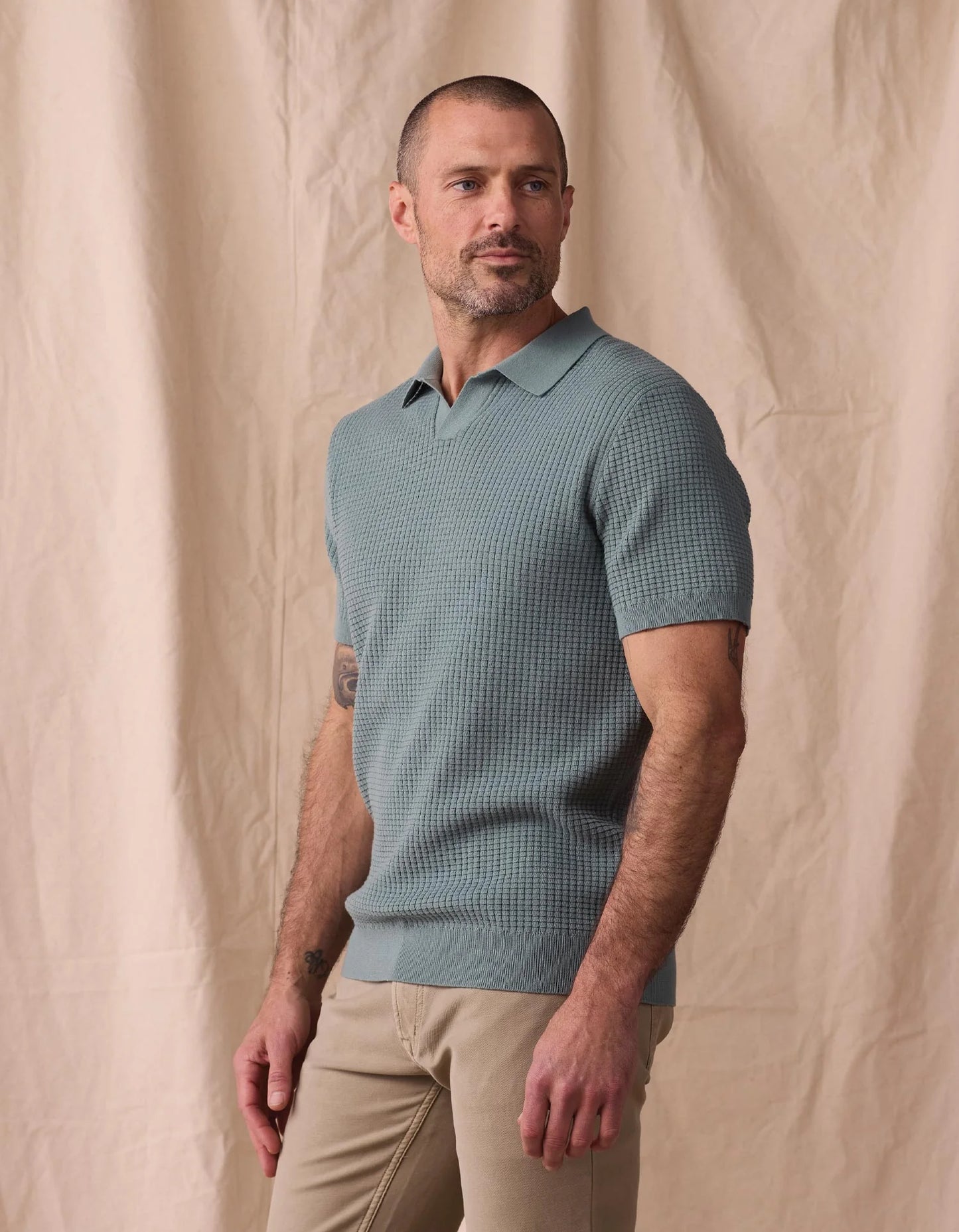 Waffle Stitch Button Up