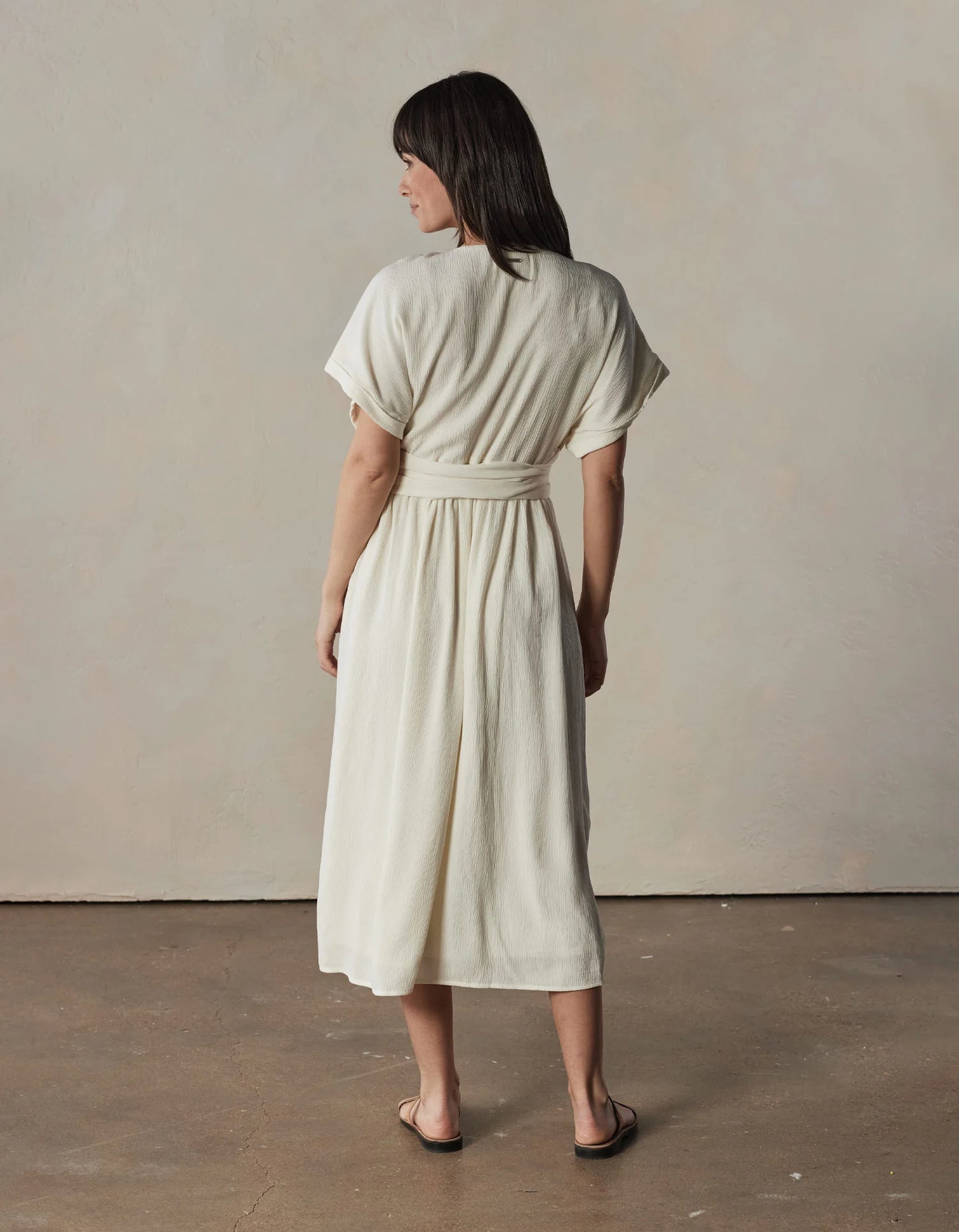 Ezra Crepe Wrap Dress Ivory