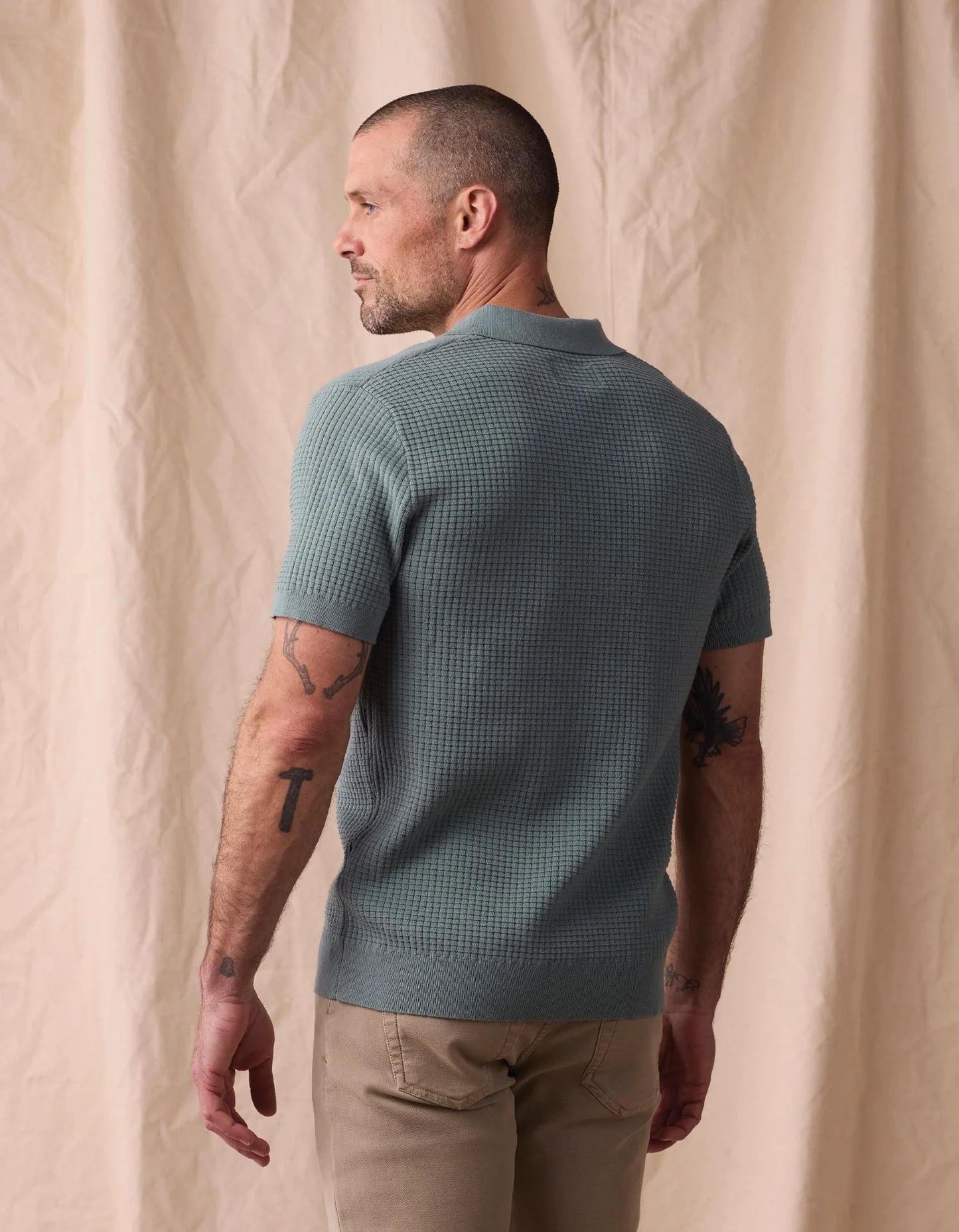 Waffle Stitch Button Up