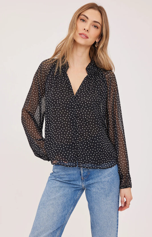 Annie Chiffon Blouse in Cream Print