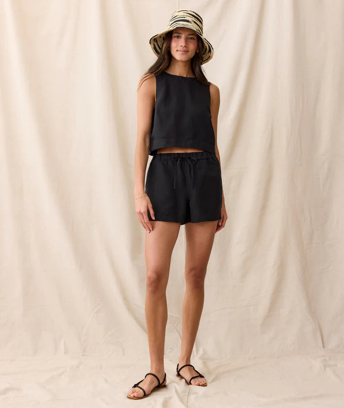 Quinn-Linen-Tank-Black-Drawstring-Short-Linen-mstgoods.com