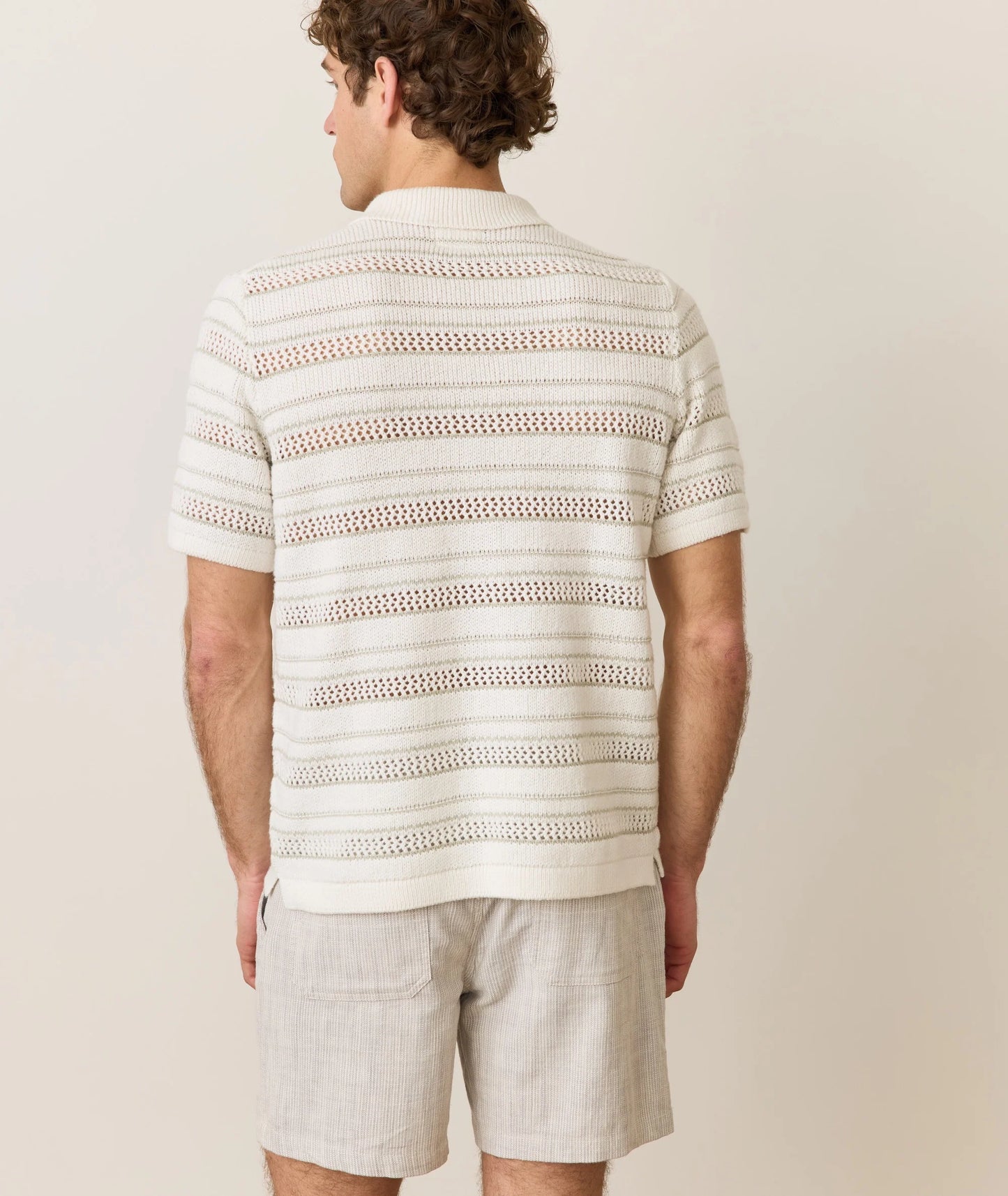 Open Knit Sweater Button-Down