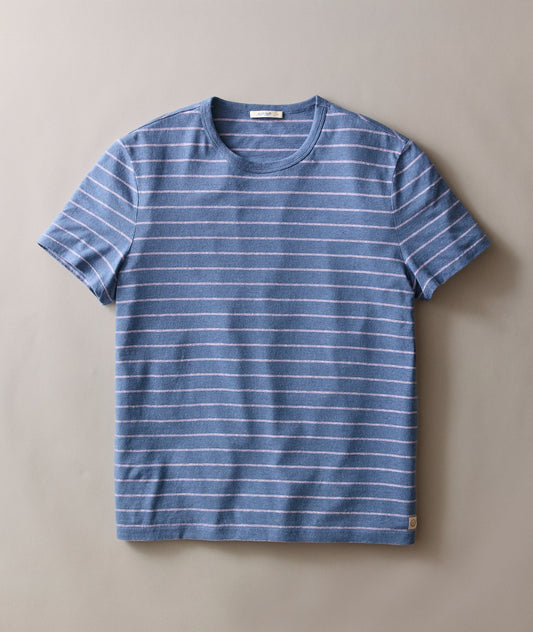 Relaxed Hemp Cotton Tee - Navy/Lavender Stripe