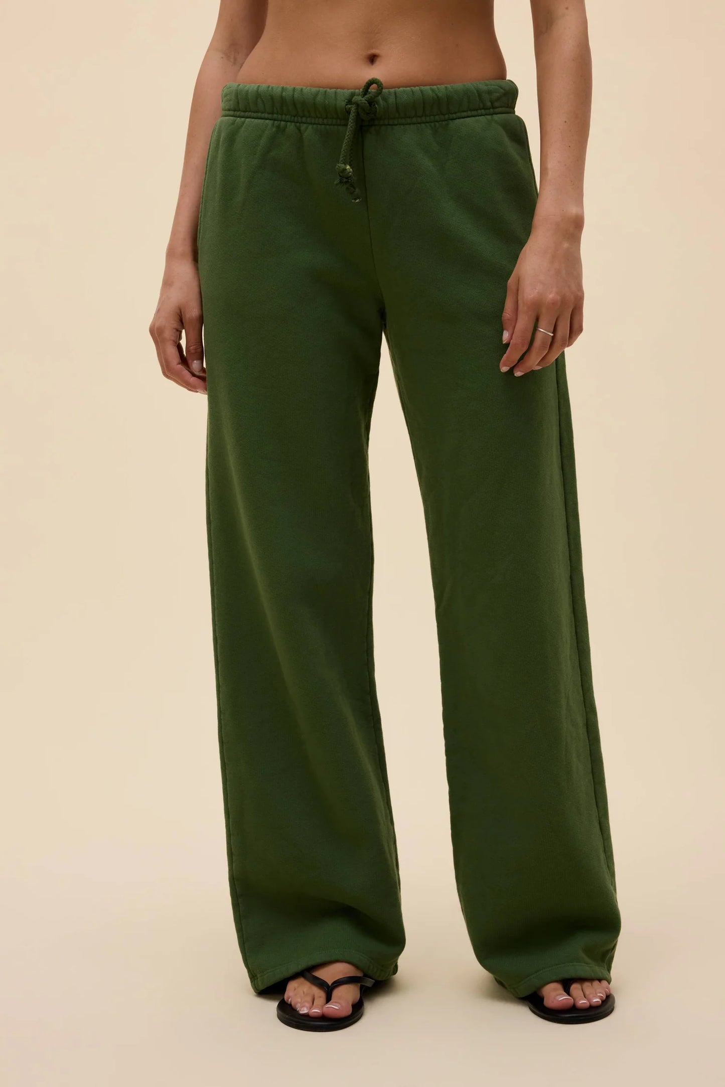 Solid Drawstring Pants - Dark Ivy