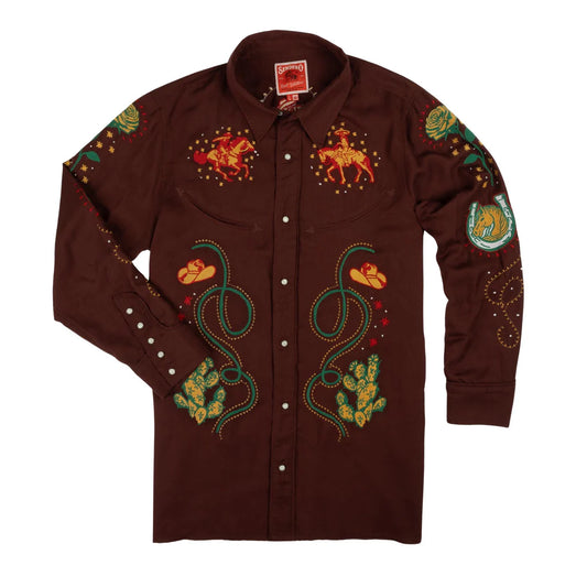Show Pony Embroidered Western Pearl Snap Long Sleeve Shirt