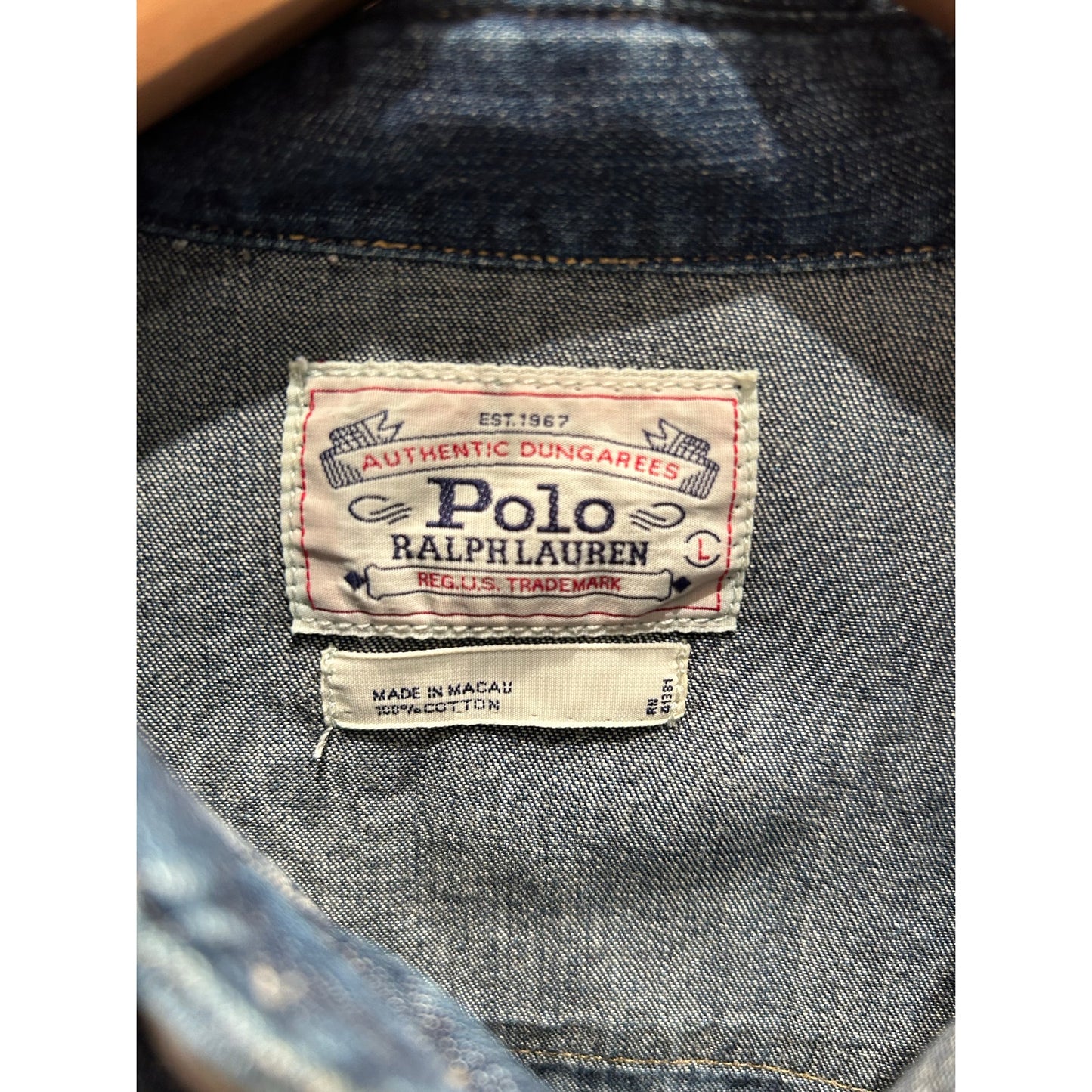 Vintage 1990s Polo Ralph Lauren Western Denim Pearl Snap Shirt Men's L Med Wash