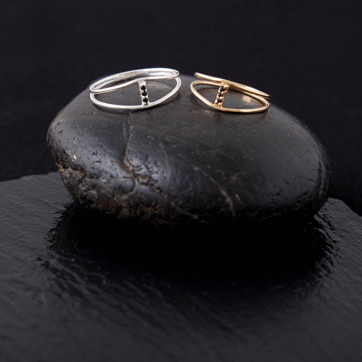 22k Gold Plated Open Band 3 Stone Ring