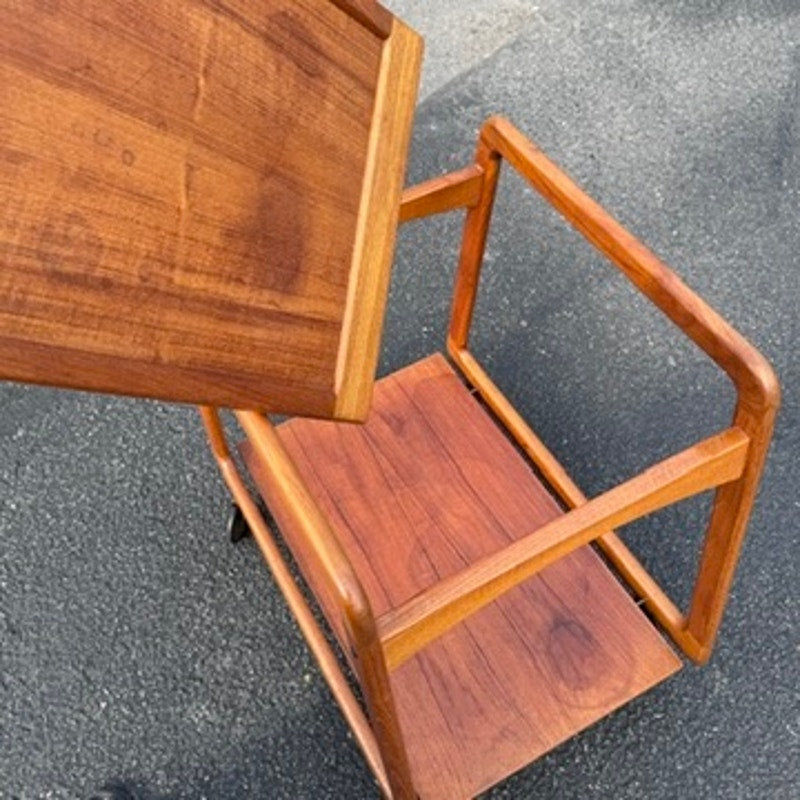 Vintage 1960s Teak MCMTeak Tea Bar Cart Trolley by Sika Mobler Rolling