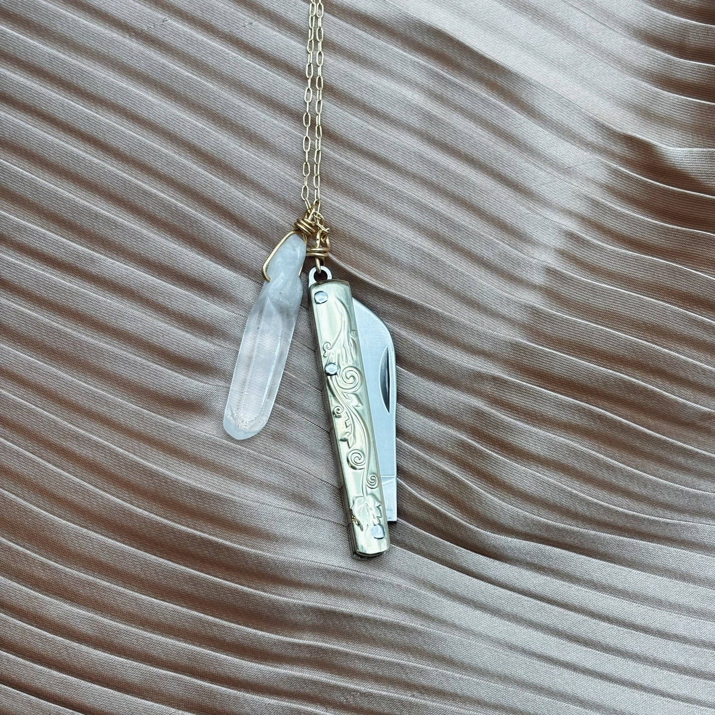 Handmade Amelia Necklace | Knife Necklace | Quartz Crystal