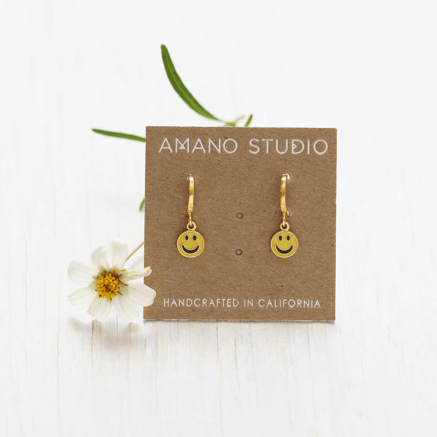 Smiley Face Huggie Hoops