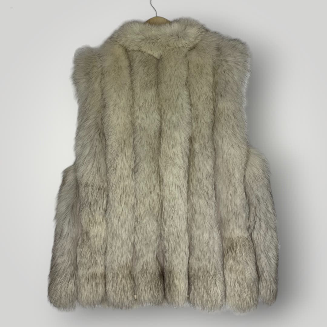 Vintage Natural Blue Fox Fur Vest Lays Furs Women's Large Lined