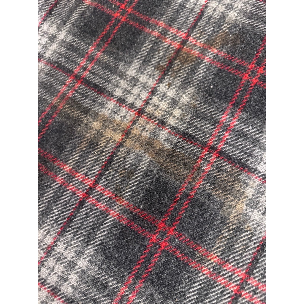 Vintage 1930s Pendleton Wool Blanket Fringe Gray Red 78”x56” Fringed