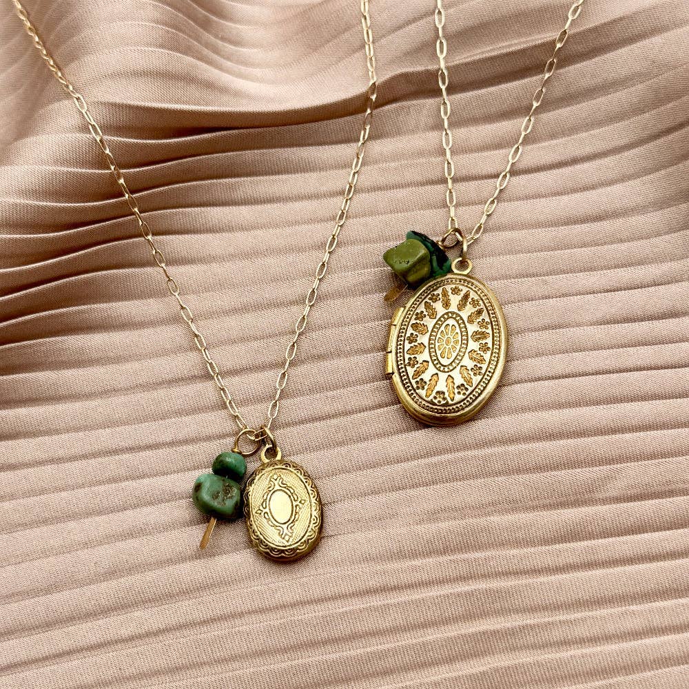 Handmade Capsule Locket Necklace (Turquoise)