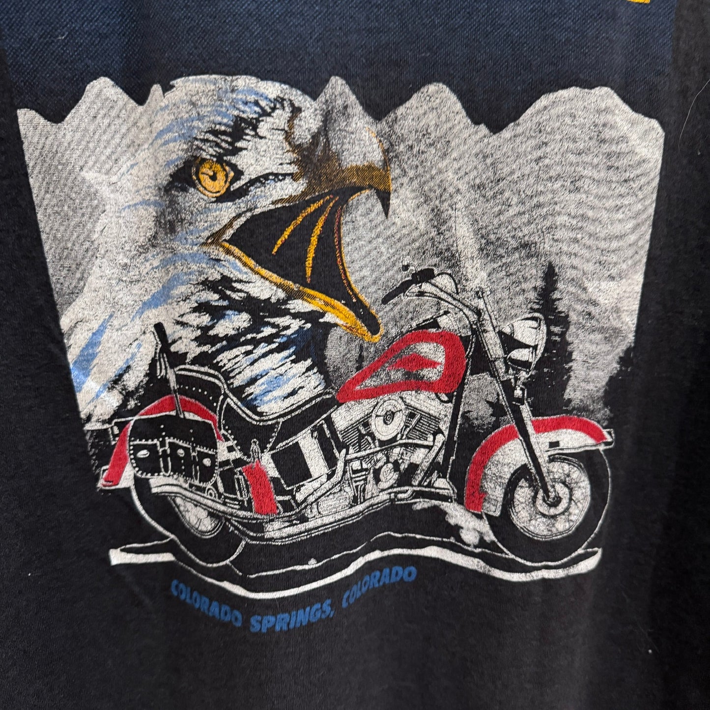 Vtg 1991 Harley Davidson Colorado Springs Single Stitch 3D Emblem T-Shirt USA