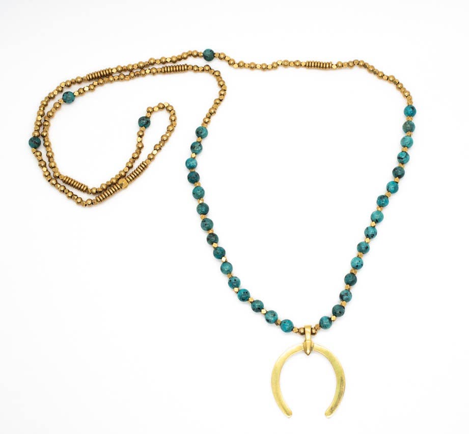 African Turquoise Horn Necklace - MST GoodsBaizaar
