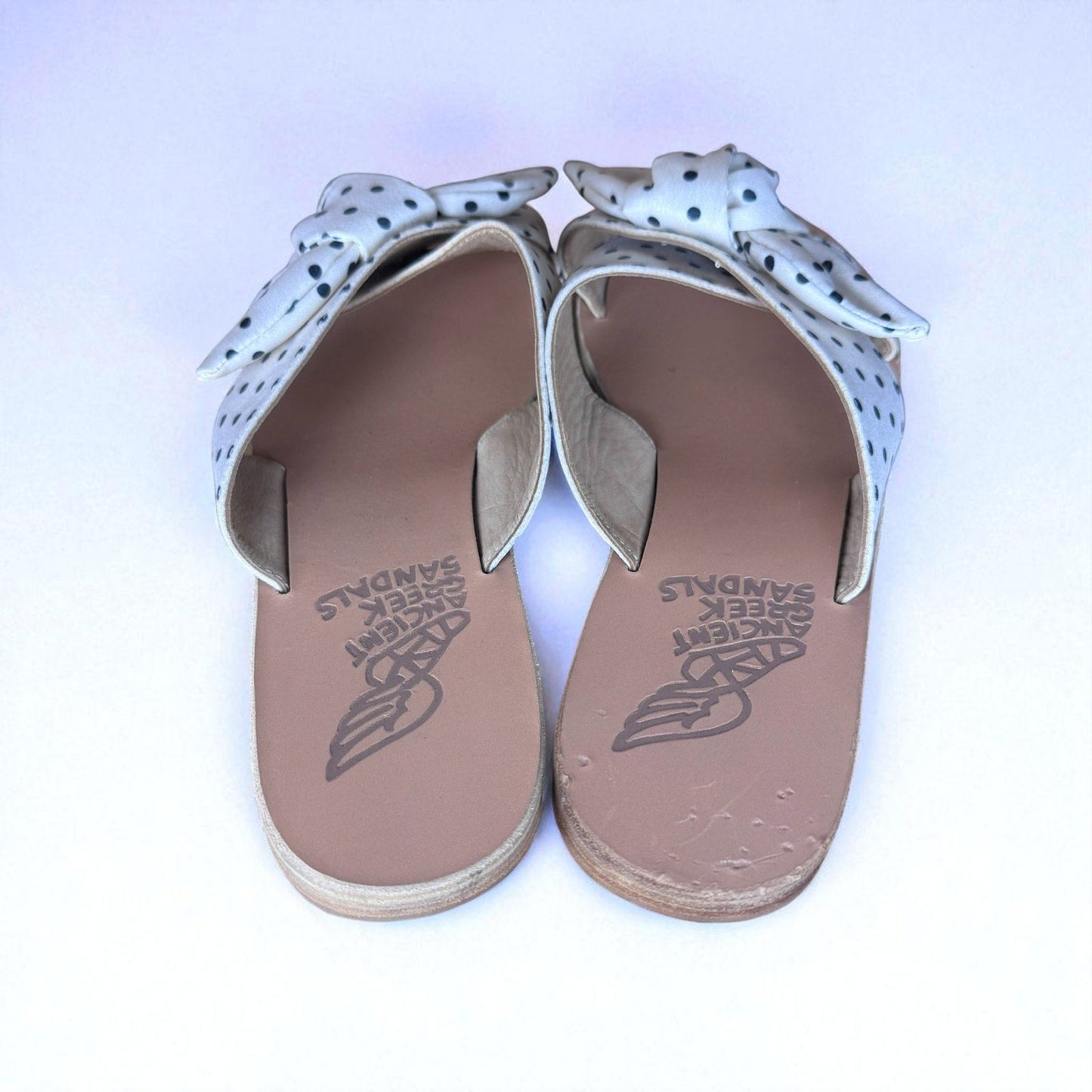 Ancient Greek Sandals Polka Dot Bow Size 39 Criss Cross Black White 8.5 - MST GoodsAncient Greek Sandals