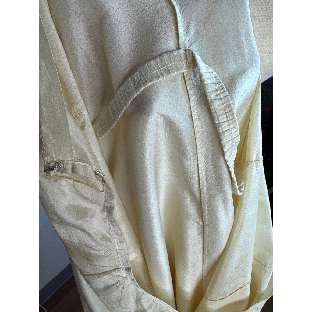 Antique Victorian Silk Skirt with Train Bustle Ivory Black Trim Ruffle Petticoat