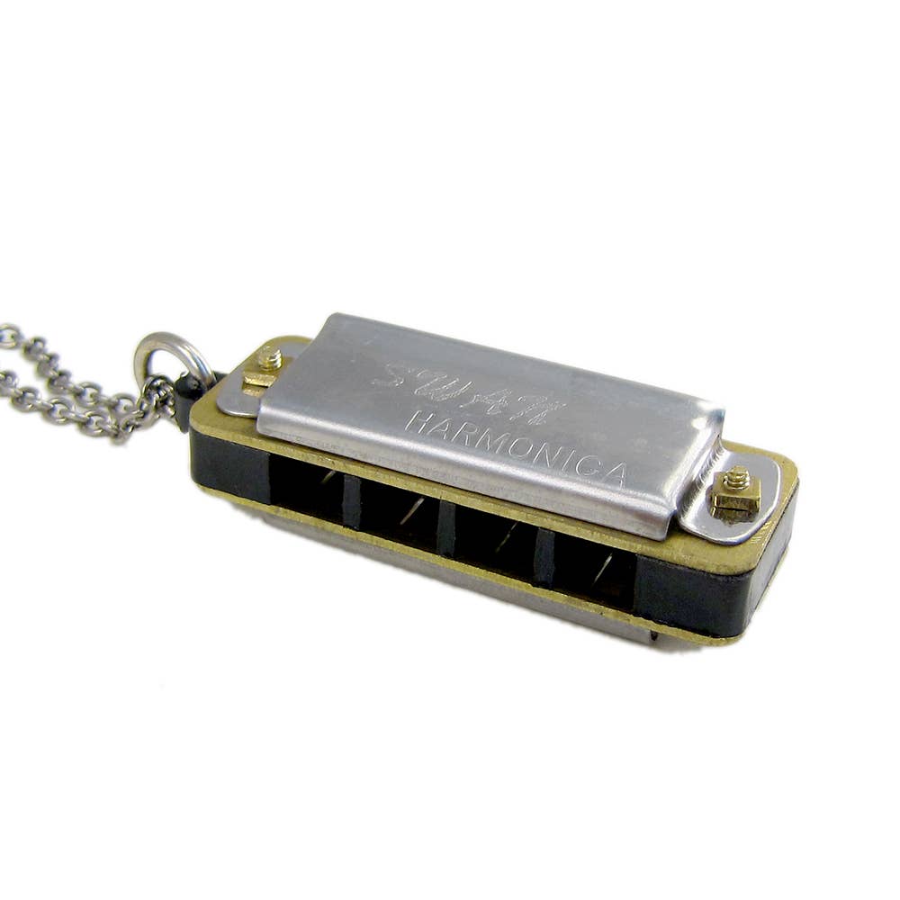 Silver Harmonica Necklace: 32 Inches