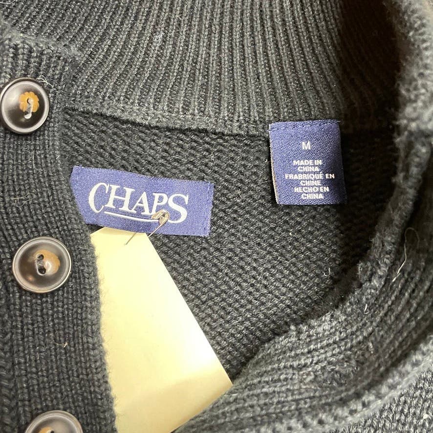 Vintage Chaps Ralph Lauren Henley Sweater Snowflake 1005 Cotton Men's Med