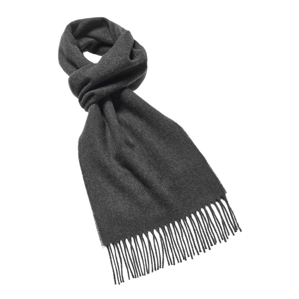 Black Plain Merino Lambswool Scarf