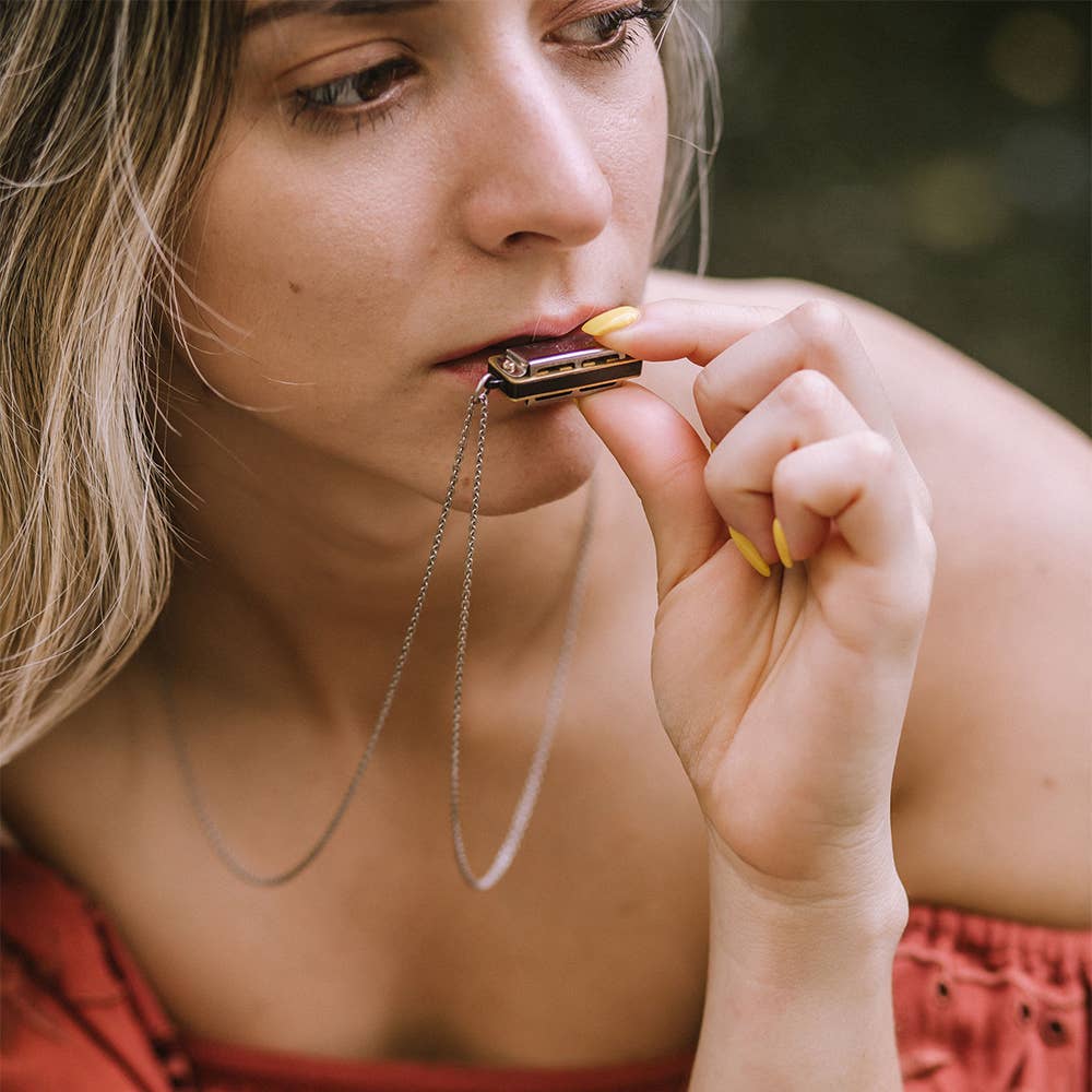 Silver Harmonica Necklace: 32 Inches