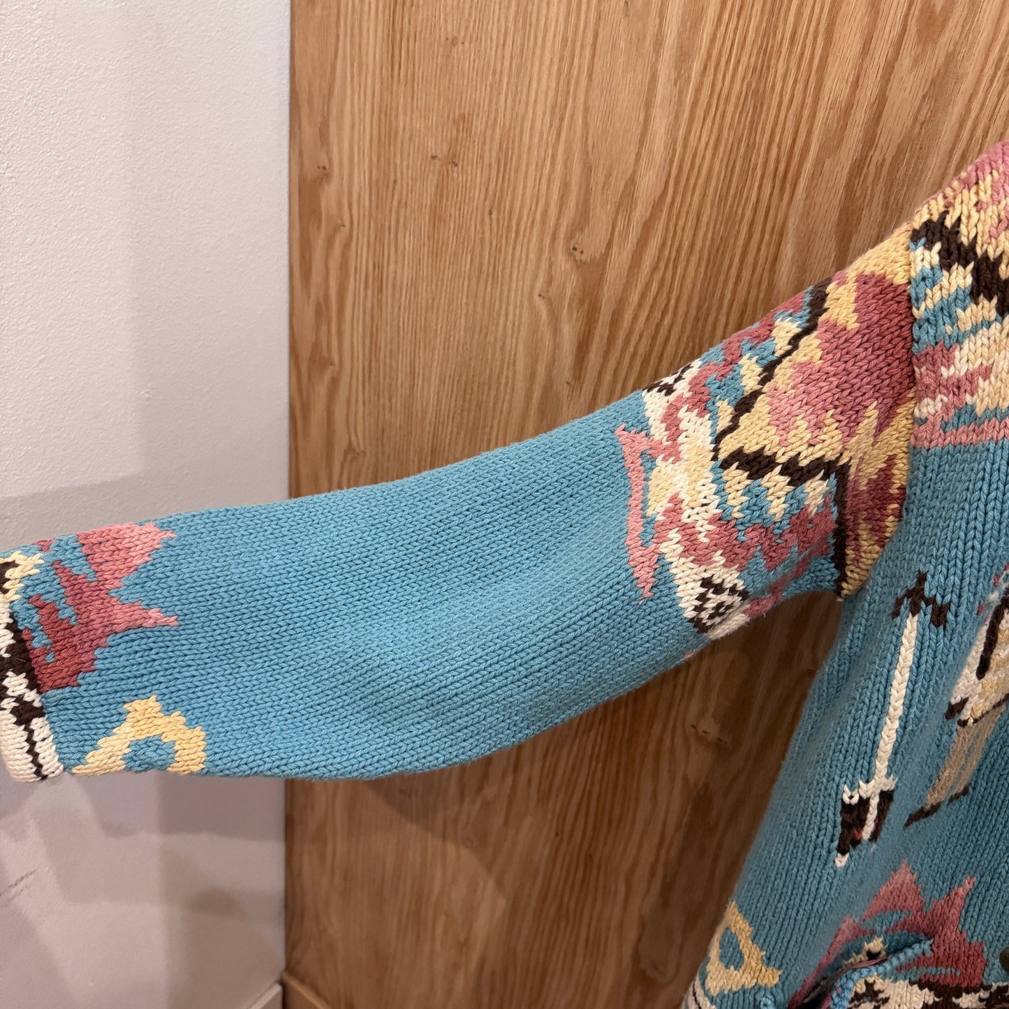 Vintage 90s Ralph Lauren Country Turquoise Southwestern Concho Cardigan Sweater