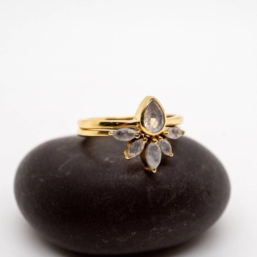 Brass Nesting Moonstone Ring Set - MST GoodsRingBaizaar