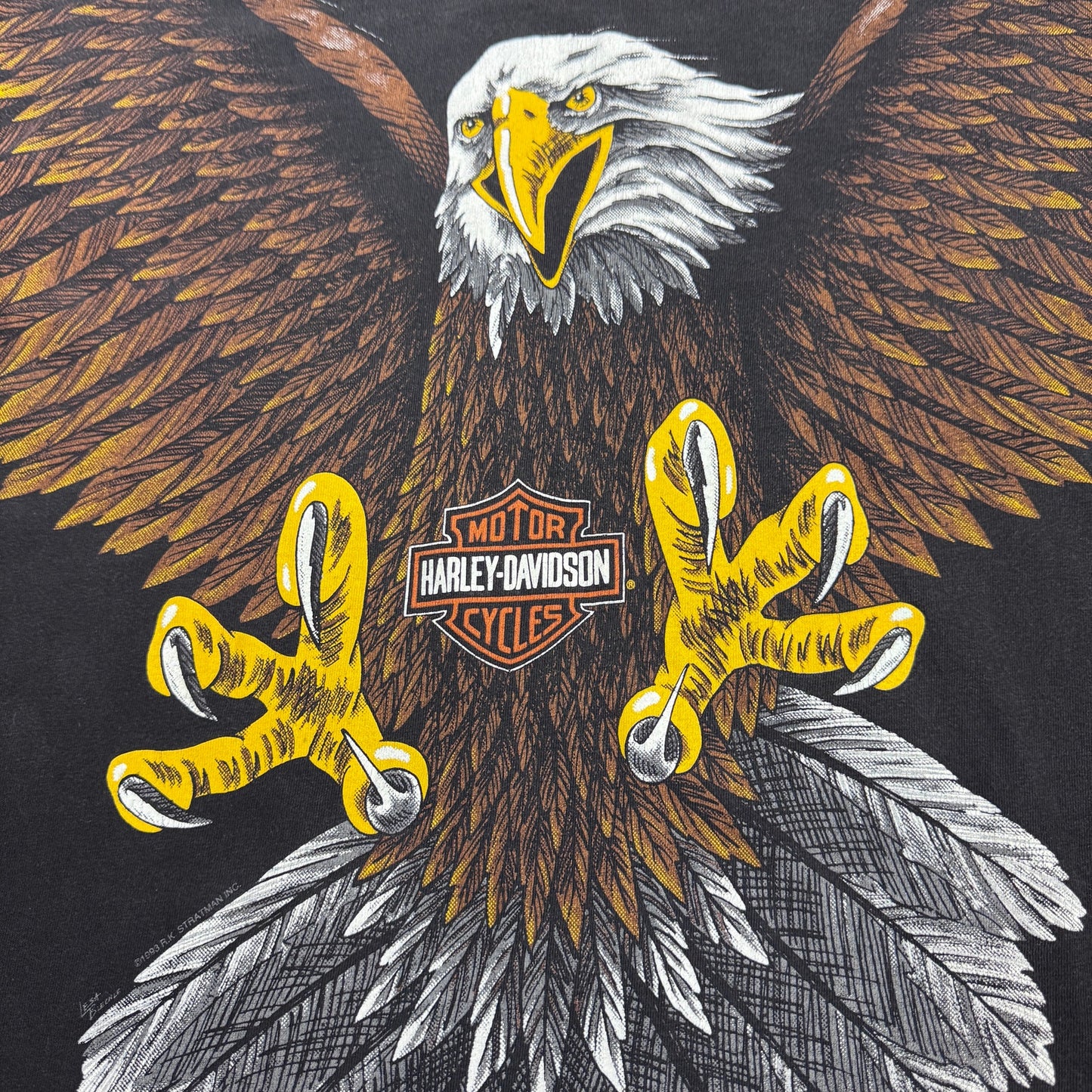 VTG Harley Davidson Screaming Eagle All Over Print T-Shirt XL 1993 USA Made Maui