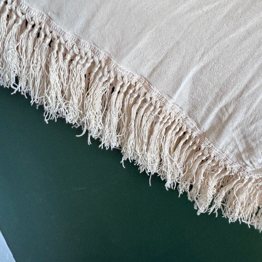 Antique Vintage Silk 1920s Cream Capelet Cape Fringed Trim Pintuck Elegant