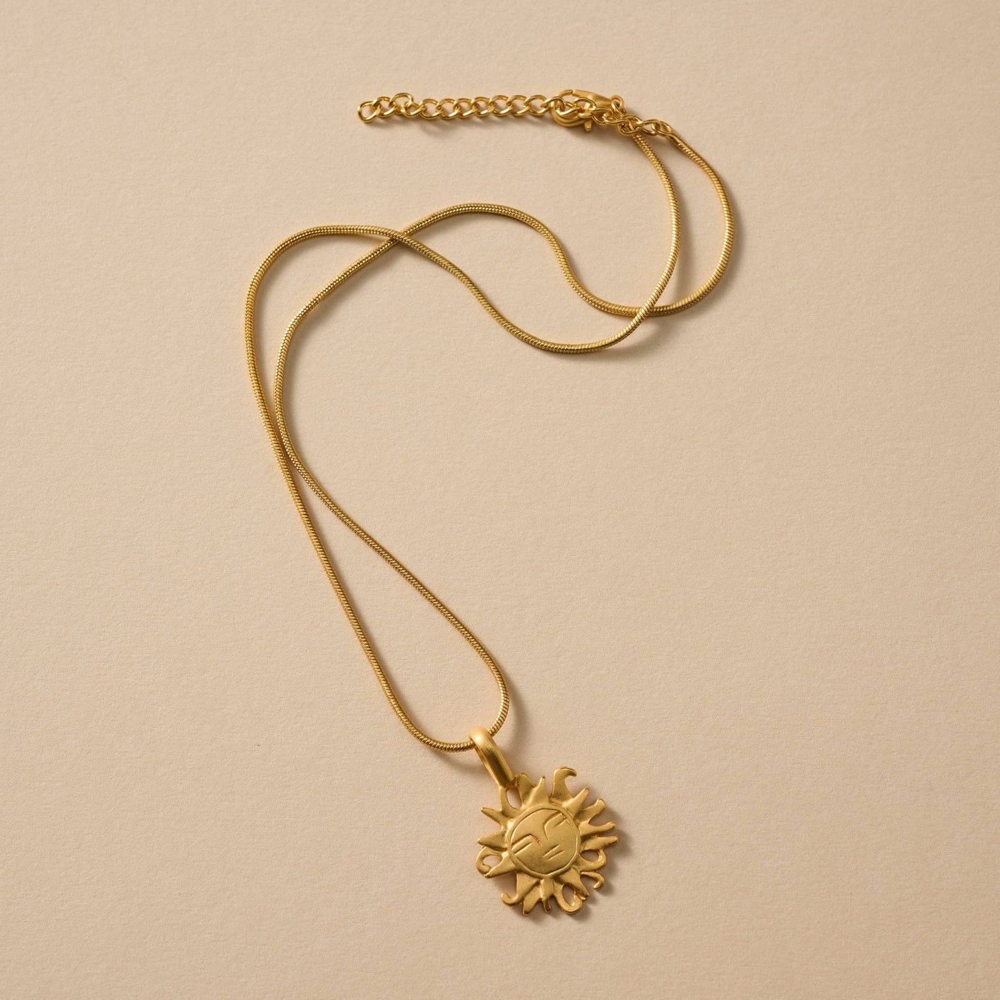 Calida Gold Plate Sun Pendant Necklace - MST GoodsTen Thousand Villages
