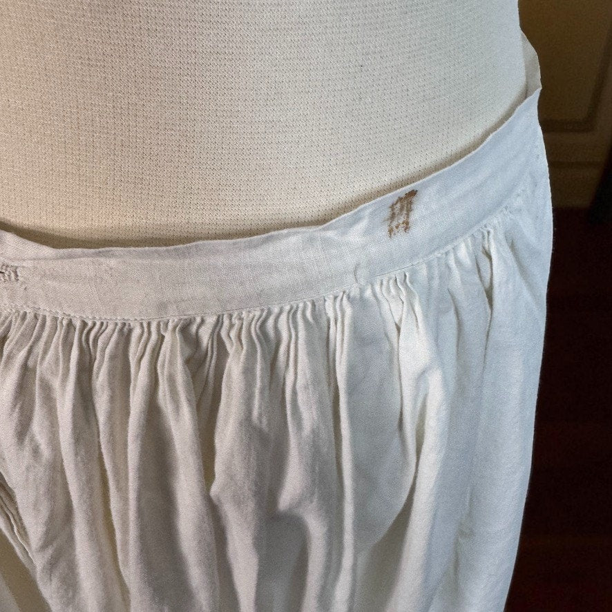 Vintage Antique Edwardian White Cotton Petticoat Skirt Tiered Embroidered Eyelet