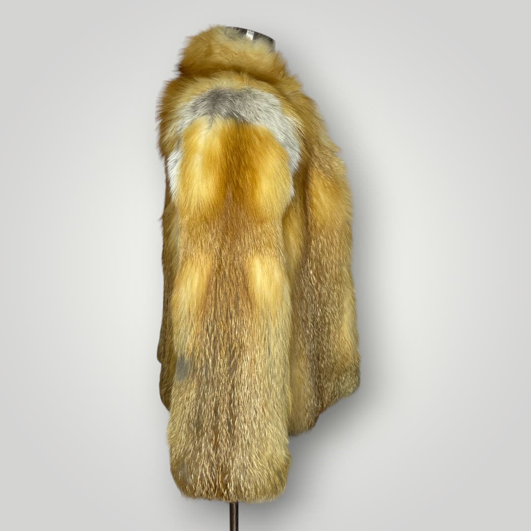 Vintage Red Fox Fur Coat Hip Length Lay Furs Women's Large Gorgeous Pelt