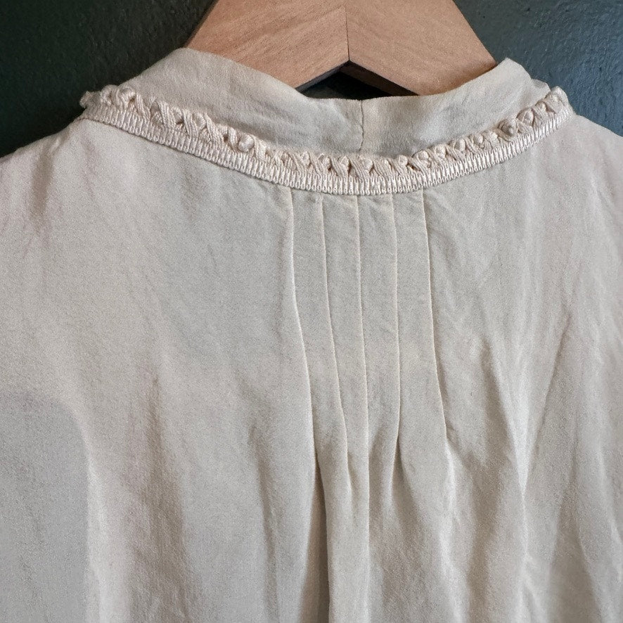 Antique Vintage Silk 1920s Cream Capelet Cape Fringed Trim Pintuck Elegant