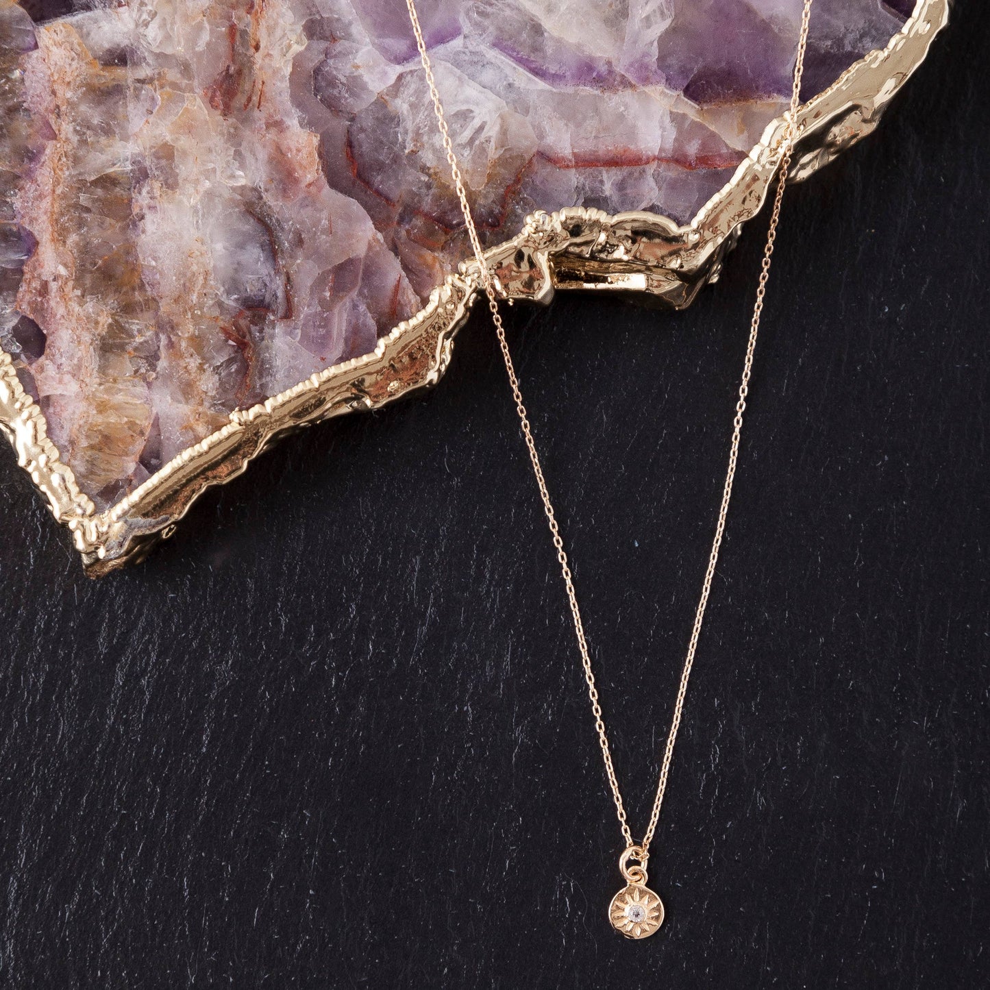 Gold Plated Tiny Compass Rose Necklace