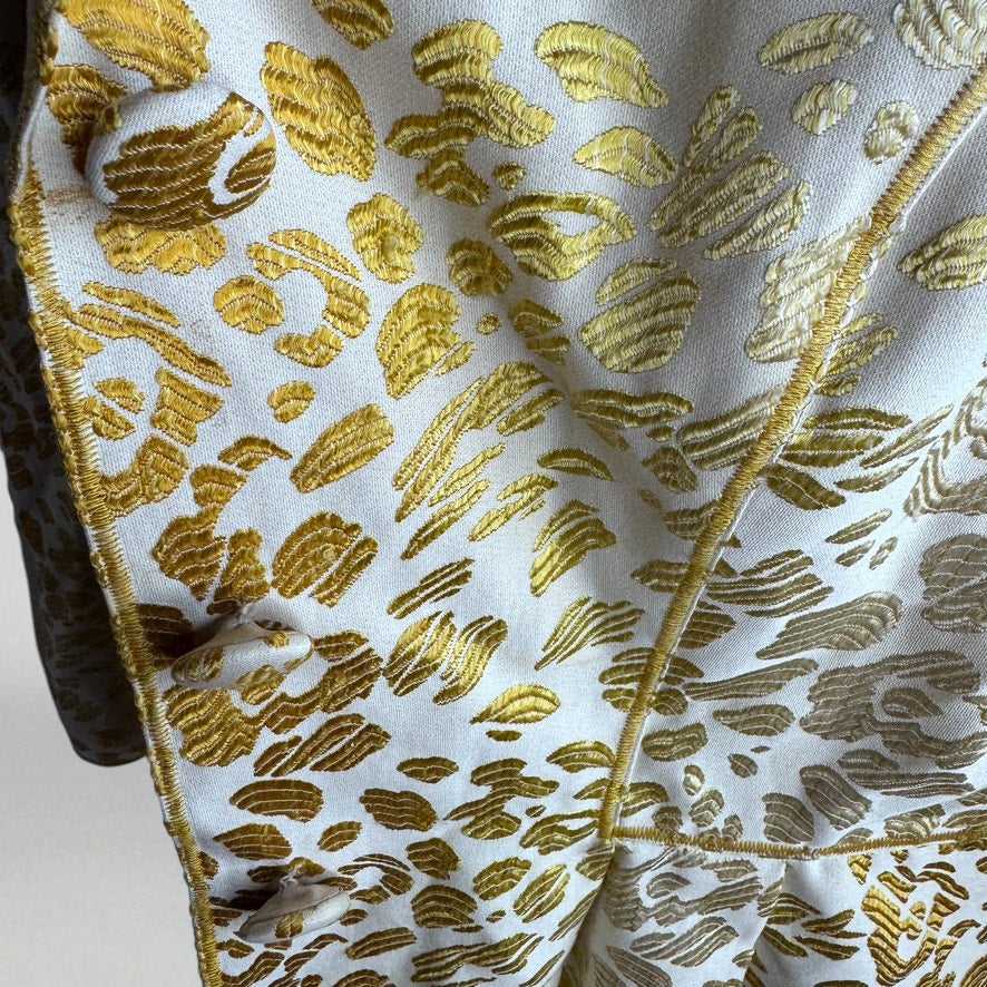 Vintage Blazer Oscar De La Renta Jacket Gold Cream Animal Brocade Women's 12