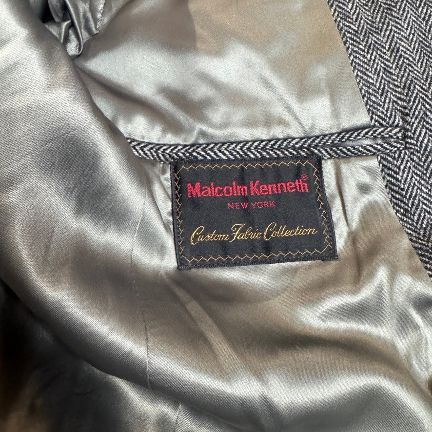 Vintage 1960s Homer Reed Herringbone Wool Long Coat Men's Large Gray Ivy League